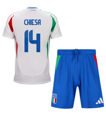 Italien Federico Chiesa #14 Udebanesæt Børn EM 2024 Kort ærmer (+ korte bukser)